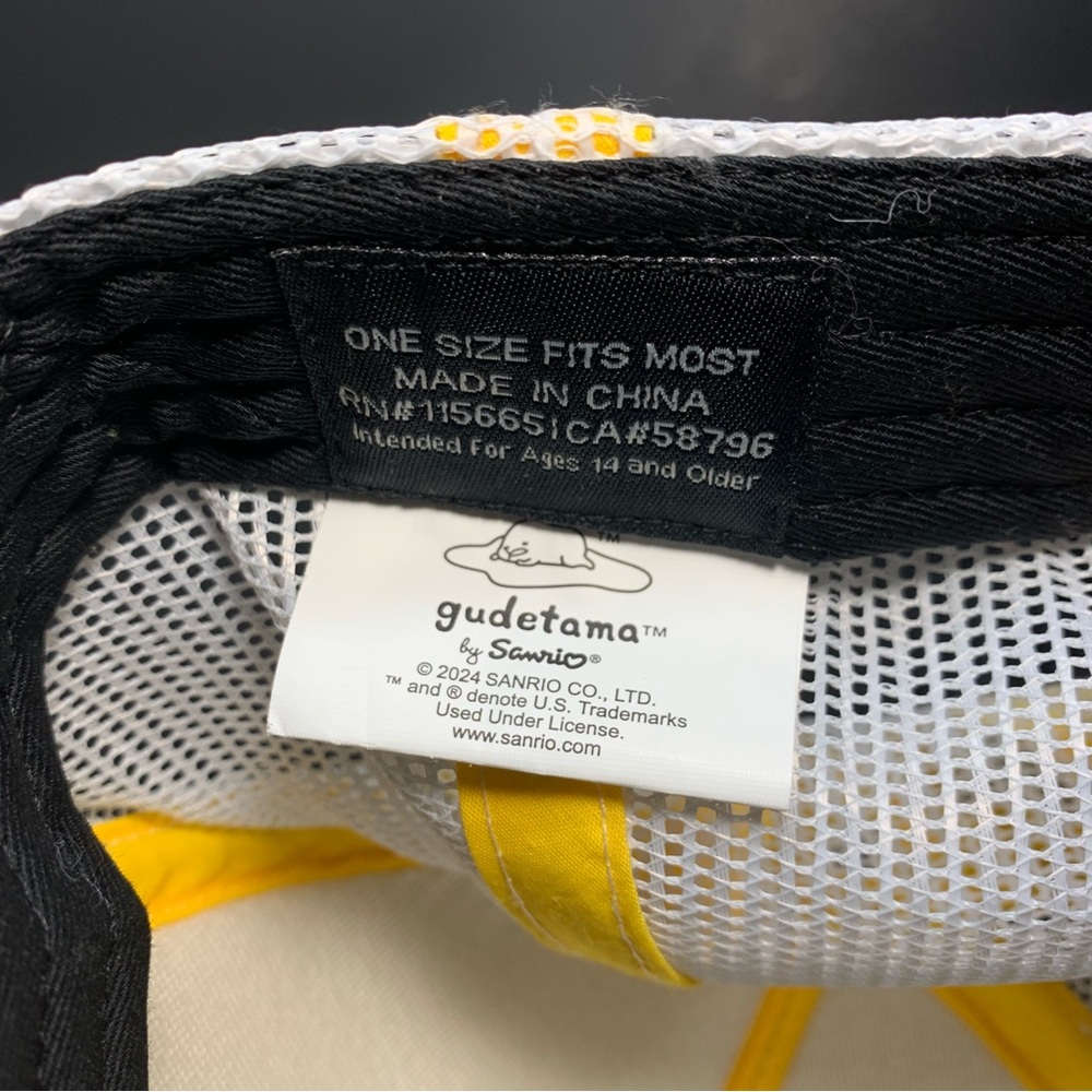 Gudetama Big Face Lazy Egg Trucker Hat Spencer's High Crown Snapback Cap - Picture 9 of 9